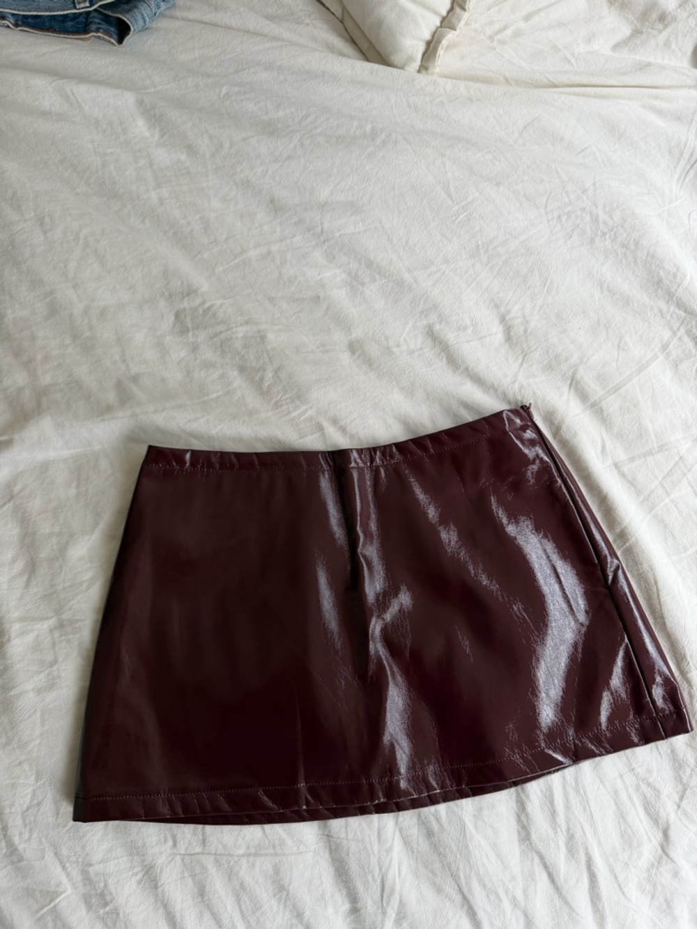 Faux Leather Mini Skirt in Deep Burgundy